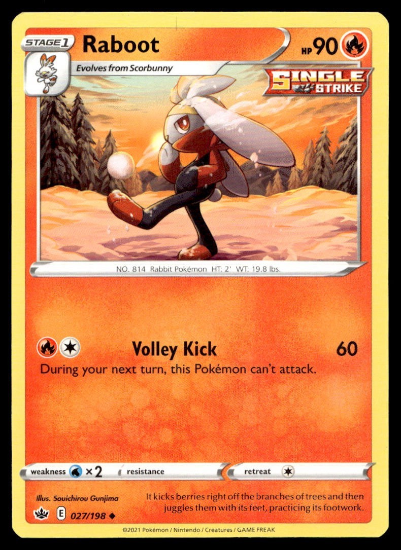 Raboot 27/198 Pokemon Card Chilling Reign Uncommon 90 HP Near Mint N1