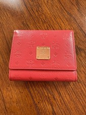 Brand New MCM Red Visetos Leather Trifold Wallet