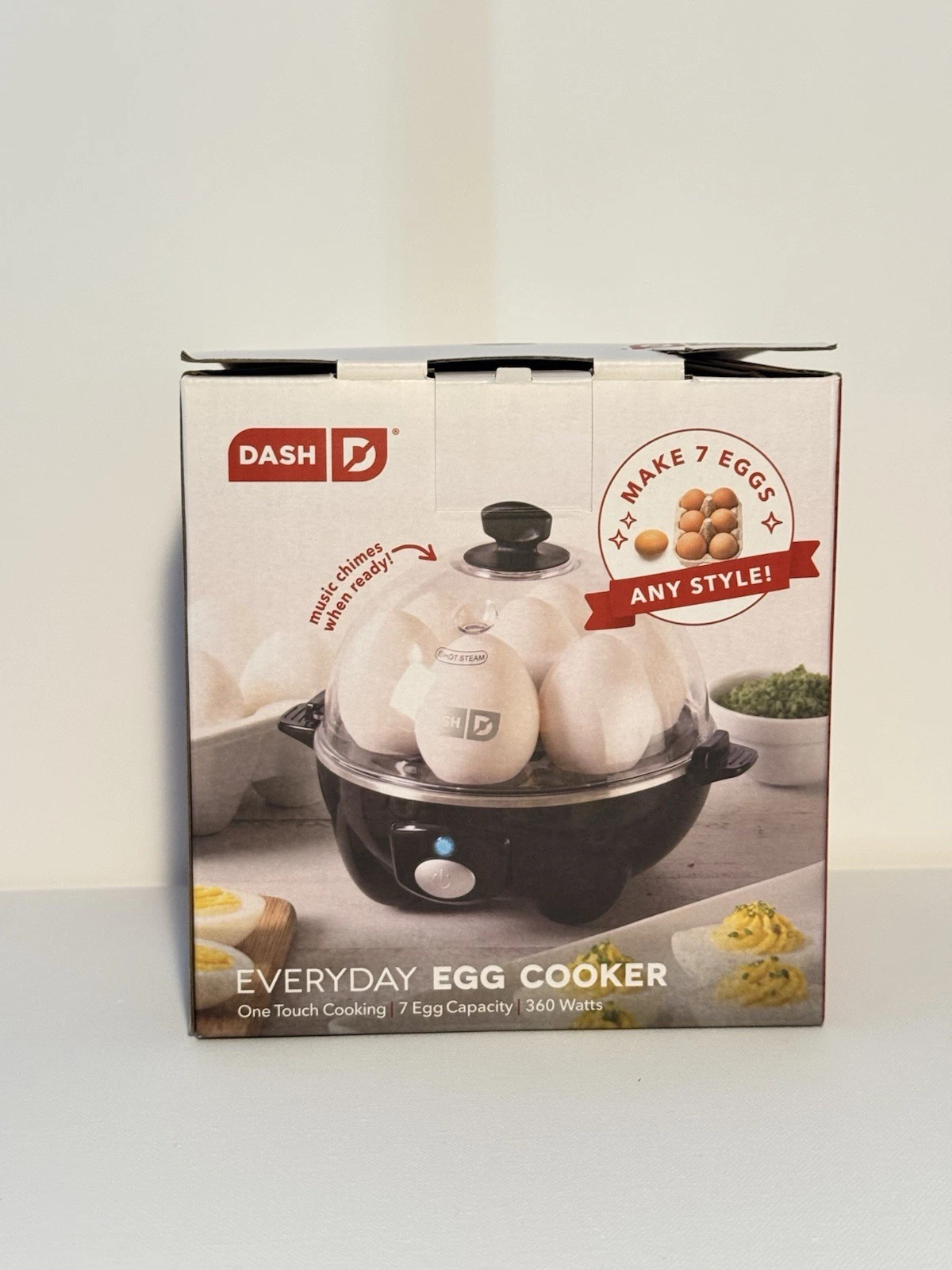 DASH Everyday Egg Cooker One Touch 7 Egg Capacity 360W Auto Shut-off Black