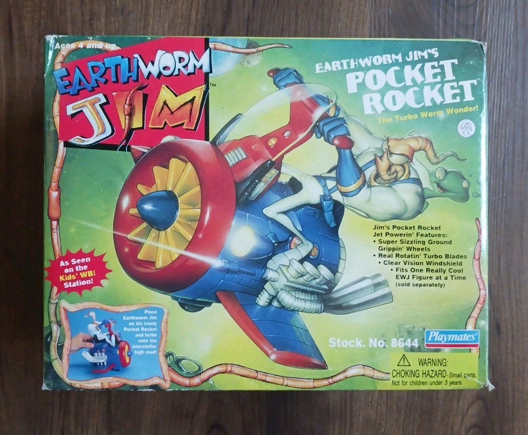 FIGURE PLAYMATES TOYS EARTHWORM JIM POCKET ROCKET TURBO WORM WONDER NEW