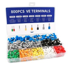 Baomain 800pcs Tinned Copper Crimp Connectors Kit, AWG 22-10 Insulated Ferrul...