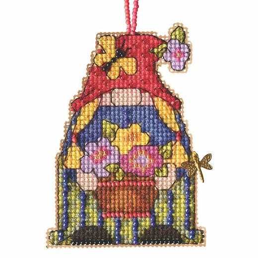 Mill Hill 14ct Cross Stitch Ornament Kit 2.5""x3.5"" - Garden Girl Gnome