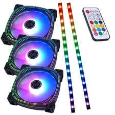 DS Rainbow PC Lighting, 120MM Addressable LED Computer Cooling Fans with Cont...