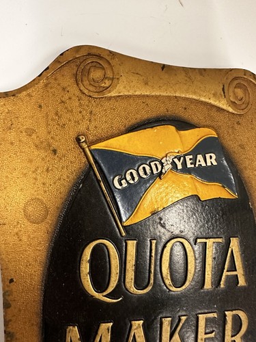 Vintage 1955 Goodyear Sales Quota Award Advertising Sign Plaque trophy antique - Picture 5 of 7