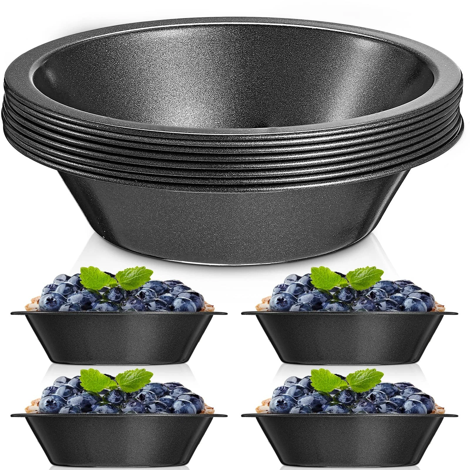 8 Pcs Mini Pie Tins 4-inch Reusable Small Pie Pan Nonstick, Pan Dish for Baki...