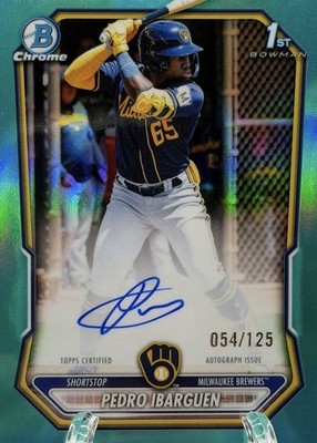Pedro Ibarguen #/125 2026 Bowman Chrome 1st Aqua Refractor Auto #CPA-PI Brewers