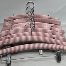 Victoria  s Secret Padded Fabric Hangers Pink  White w/ Clips Set of 10