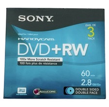 SONY Handycam 3 Pack DVD RW Mini Discs 2.8GB 60 min Double Sided Sealed