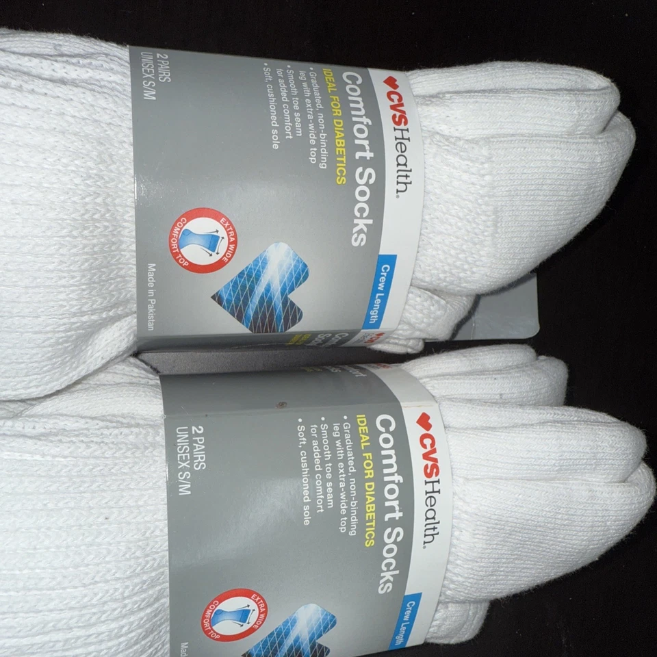 2 PACKS CALCETINES DIABÉTICOS CVS Health Crew Longitudes S/M total 4 pares Foto 2 de 4