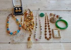 Vintage 14 Piece COSTUME Fashion JEWELRY Accessory LOT Necklace Bracelet Etc.
