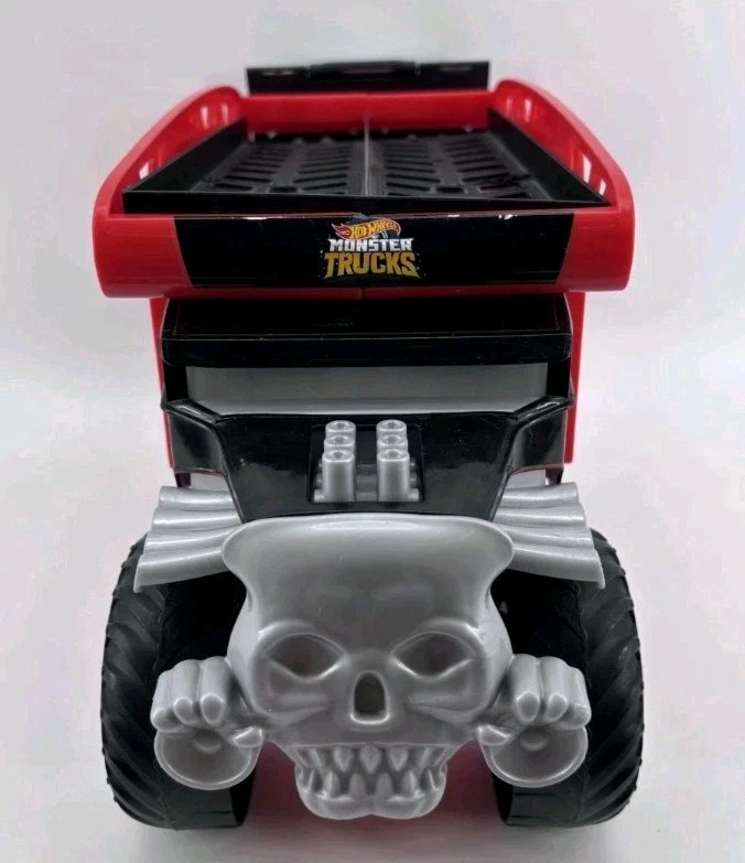 Hot Wheels BONE SHAKER Monster Jam Truck Car Carrier Transport Orange 17" - Image 3 of 4