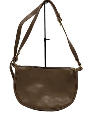 IL BISONTE Crescent Shoulder Bag Leather BRW Scratched Greige