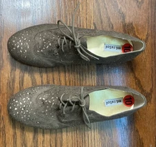 Not Rated Brown Suede Lace up Oxford with Gold Inlay Size 10