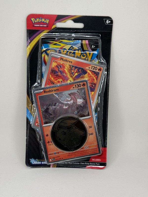 Pokemon Chaos Rising Blister Pack Reshiram Moltres Coin Promo Card Sealed