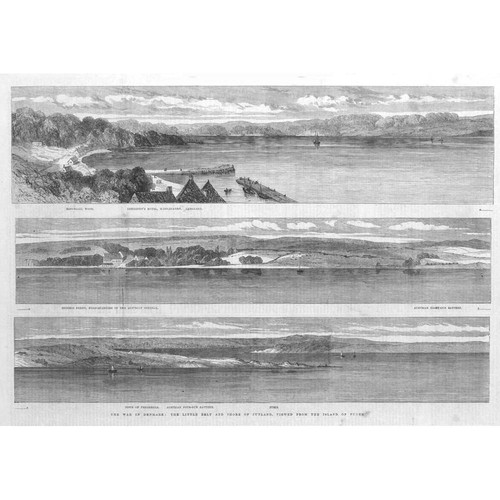 DENMARK Little Belt & Jutland Shore from Island of Funen - Antique Print 1864