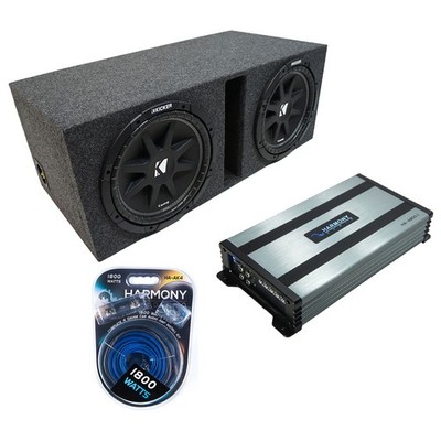 Universal Car Stereo Vented Port Dual 15'' Kicker Comp C15 Sub Box & HA-A800.1