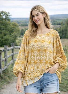 Anthropologie Anthro Deletta Amber Room Dolman Sleeve Top Boho Blouse Size S