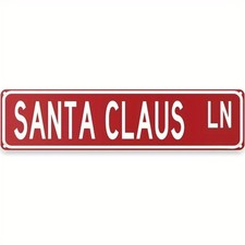 Christmas Santa Claus LN Metal Street Sign Festive Wall Decor Xmas Home Decor
