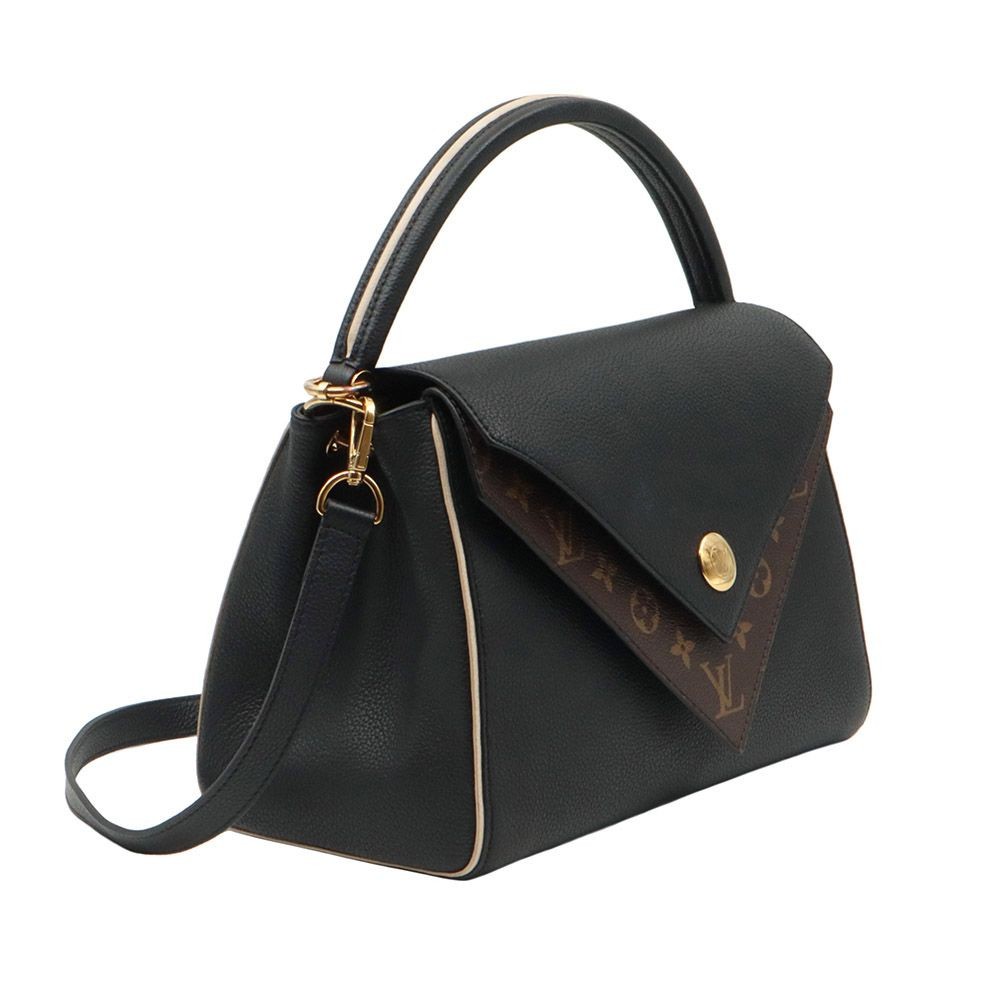Louis Vuitton Monogram Canvas Black Leather Double V Top