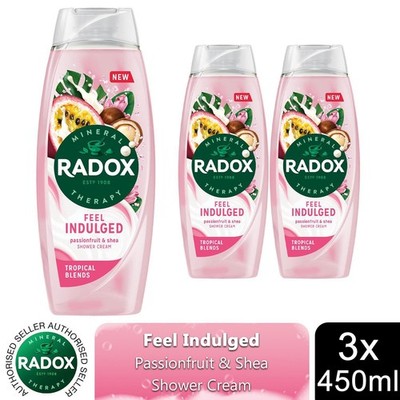 3x Radox Mineral Therapy Feel Indulged Duschcreme Passionsfrucht & Shea, 450ml