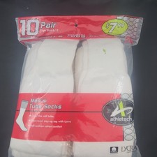 Vintage 10 Pair Athletech Kmart Men's White Tube Socks Size 6-12 USA