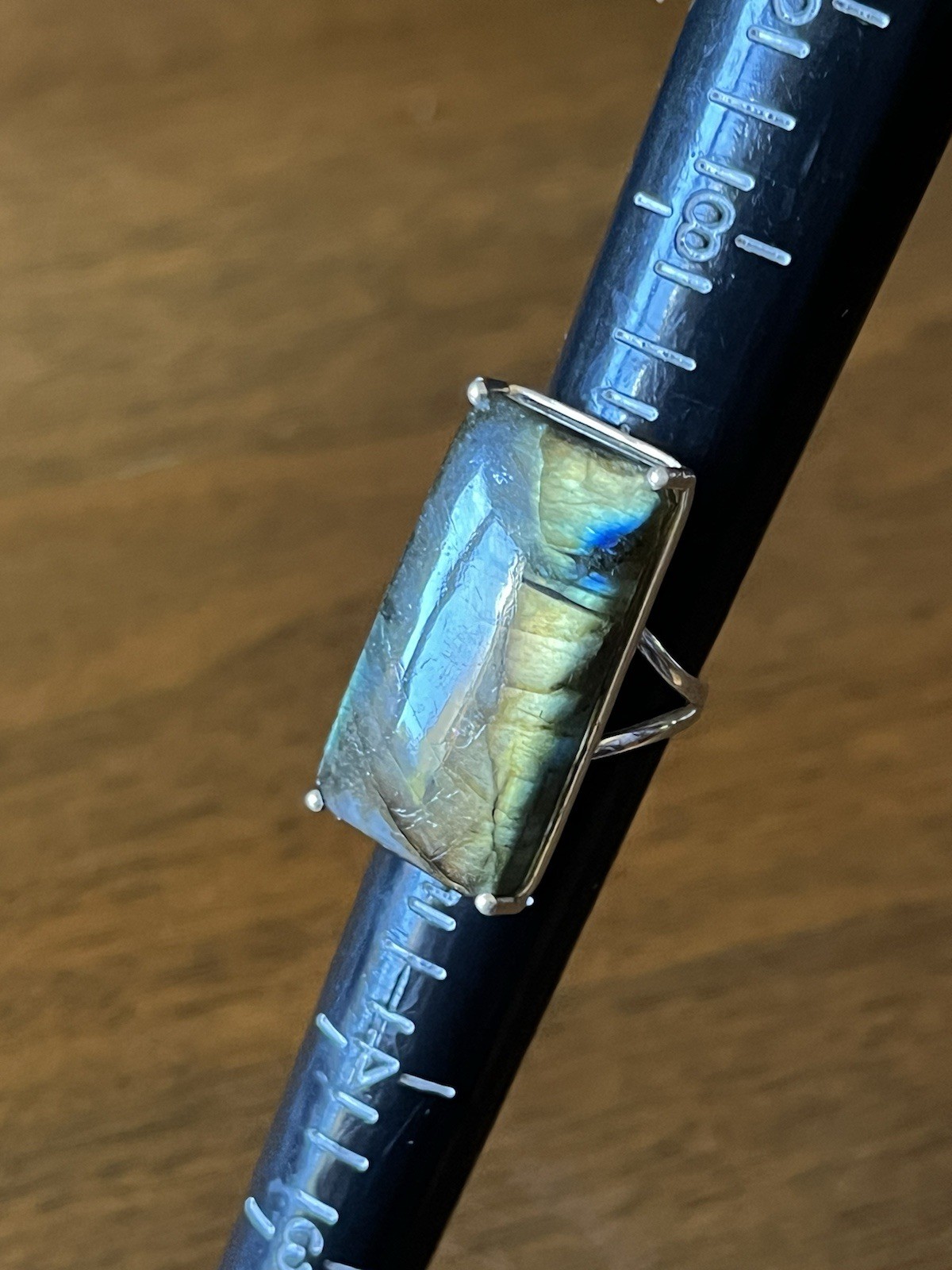 sterling silver large rectangular labradorite rin… - image 5