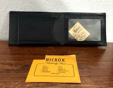 Vintage Hickok Genuine Morocco Goatskin Bi-fold Men's Stowaway Black Wallet New