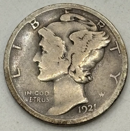 1921 D Mercury Silver Dime Key Date Good X-557