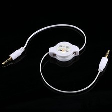 Retractable 3.5mm Male to Male AUX Audio Cable 11-80cm White