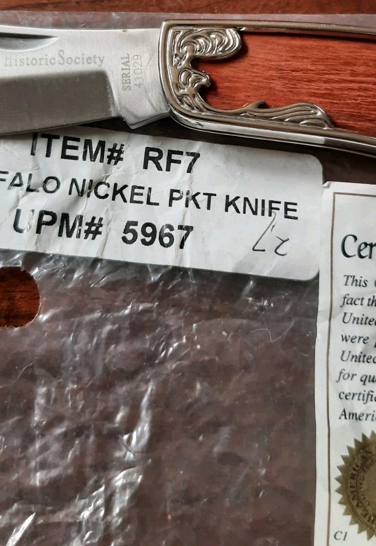 American Historic Society #4102919, 1936 Indian Head Nickel Knife