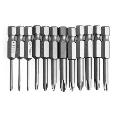 12Pcs/Set 50mm 1/4 Inch Hex Shank for Cross Screwdriver Bits