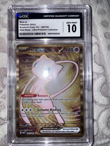 CGC 10 GEM MINT Mew Ex 205/165Gold METAL 151 UPC PROMO PokemonCard