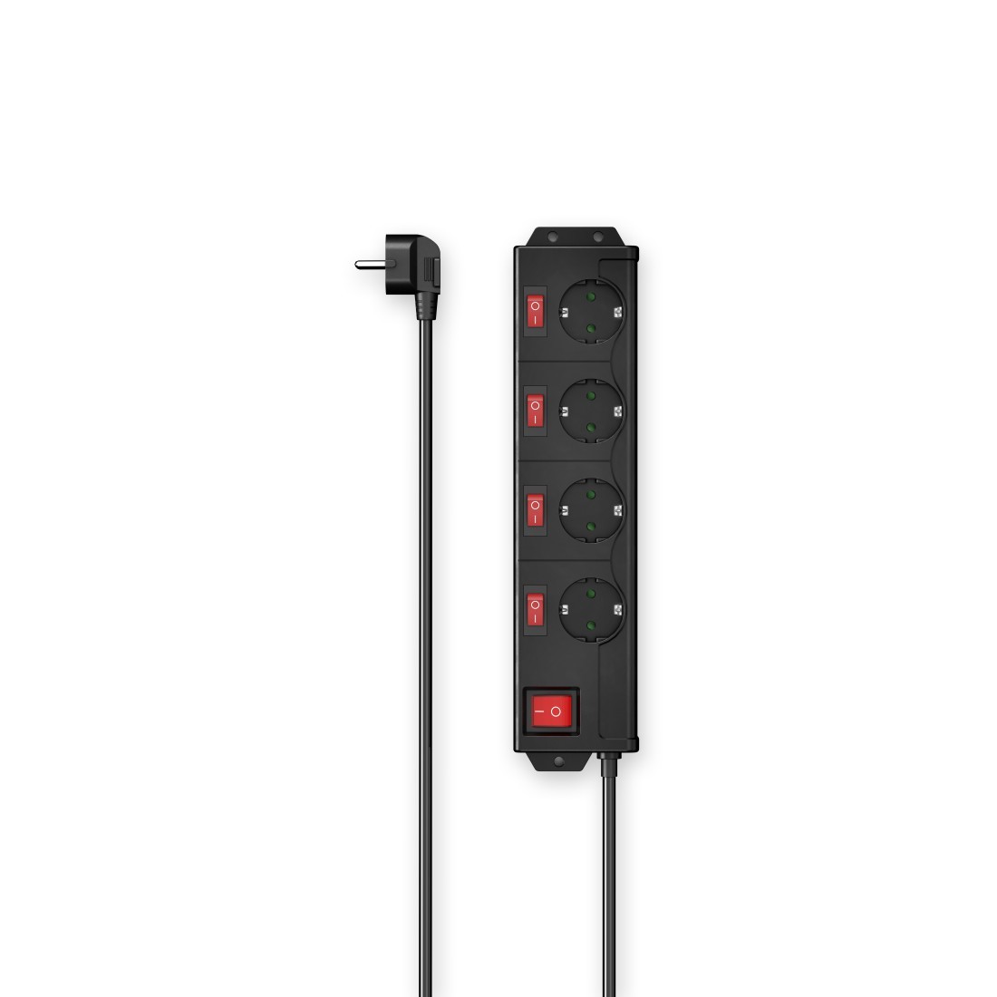 Multiprise 4 prises comm. indiv. montage mural bloc multiprise orientable 1.4m