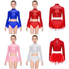 Girls Set Yoga Gymnastics Dancewear Outfits Rhythmic Leotard Practice Show