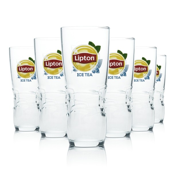 6X Lipton Eistee Glas 0,3L Becher Kontur Longdrink Cocktail GläSer Gastro Bar-image