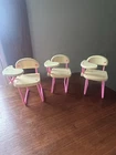 Vintage 1990s Mattel Barbie Kelly Classroom School Desk Set of 3 Pink And Yellow