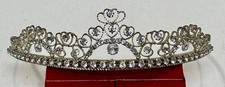 1950s-60s Prong Set Rhinestone Tiara Crown with Hearts