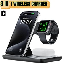 3in1 Fast Wireless Charger Station Dock For Apple Watch iPhone 17 16 15 14 Pro X