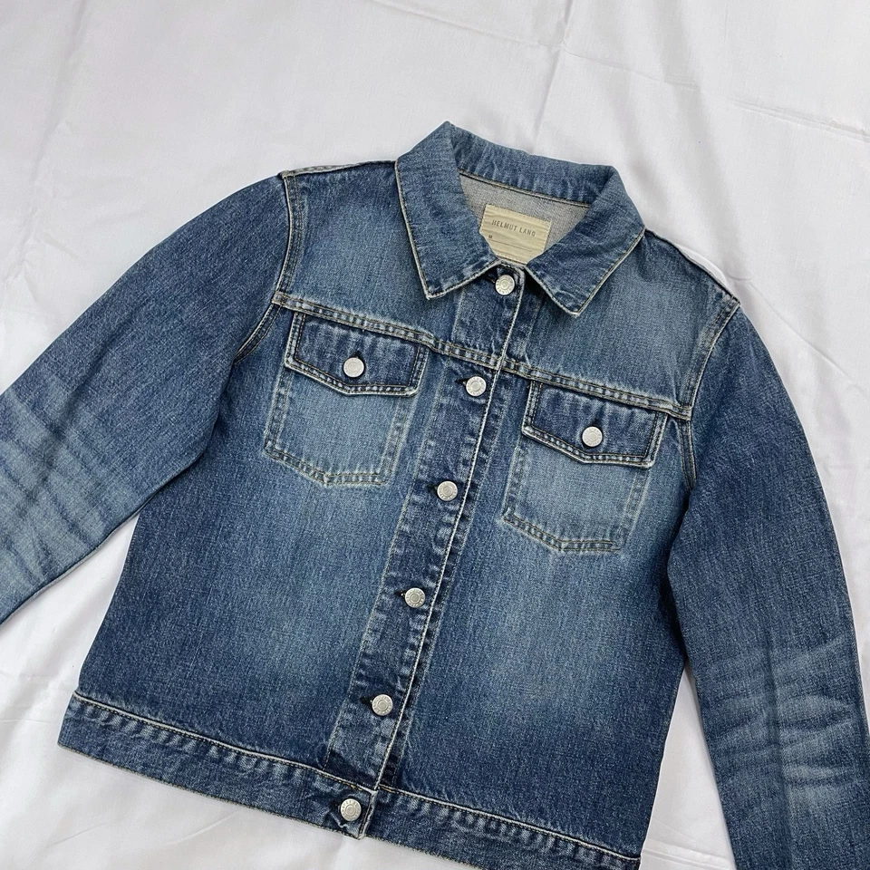 2002 Helmut Lang Jeans Washed Vintage Dark Denim Fade Jacket - Imagen 2 de 4