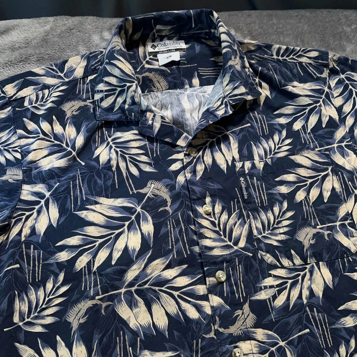 Chemise Columbia PFG Homme Taille L – Bleue, Manches Courtes, Ventilée Et Légère