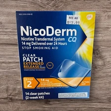 NicoDerm CQ Step 2 Clear Patches, 14mg - 14 Count Exp 12/2026+