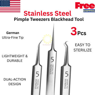 3Professional Tweezers Ultra fine No 5 Acne Blackhead Removal Beauty Salon Tool