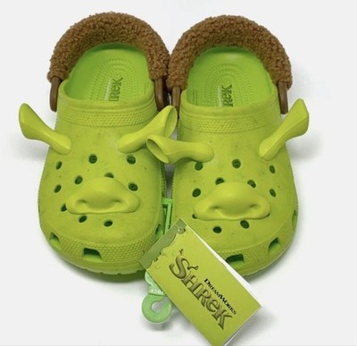 Boys Crocs Shrek Classic Clogs Green Brown Size J2 (Little Boy)