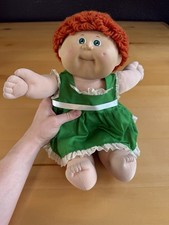 Cabbage Patch Girl Doll with Red Hair Green Eyes And Green Dress 1986