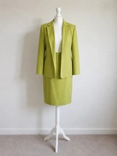 Vintage Jacques Vert Skirt Suit UK 12/14 Lime Green Made in England Occasionwear