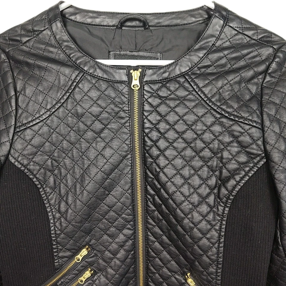 Maurices women's faux leather full-zip motorcycle jacket, size M, black, pockets - Image 2 of 4