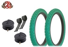 ALTA BICYCLE WIRE BEAD TIRES 18" X 2.125 GREEN BMX COMP III HEAVY DUTY TUBE SET