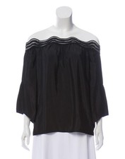 Ramy Brook Off The Shoulder 3/4 Sleeve Black Blouse