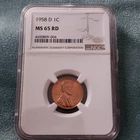 1958-D Lincoln Wheat Cent Penny NGC MS 65 RD