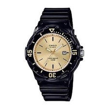 Casio LRW-200H-9E NEW Unisex Quartz Watch Black Resin Band Gold Tone Dial